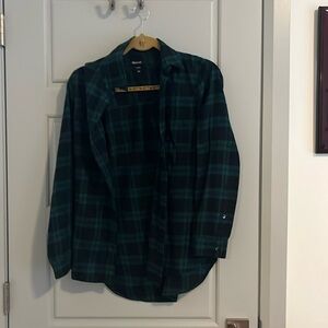 Madewell green and navy flannel